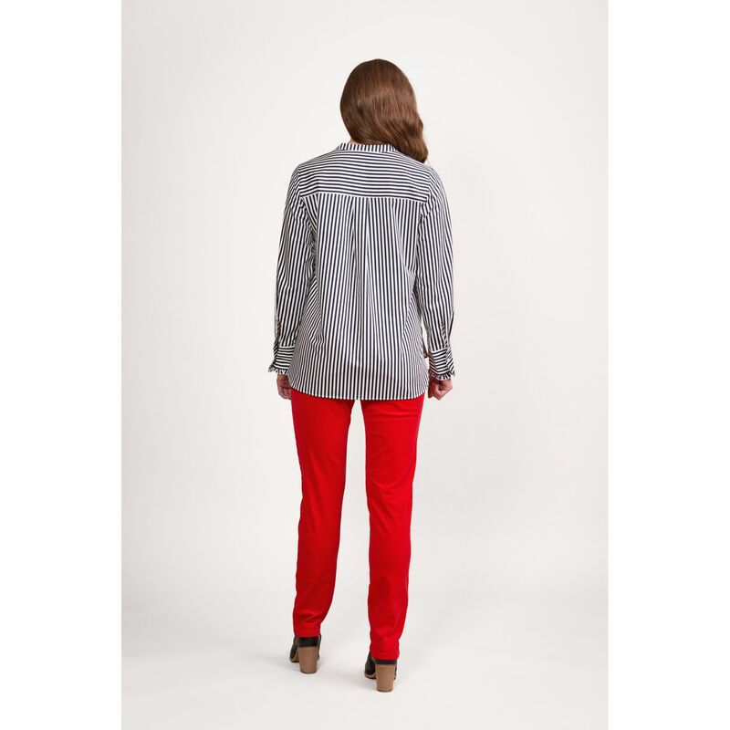 Vassalli Ruffle Trim V Neck Shirt image number 1